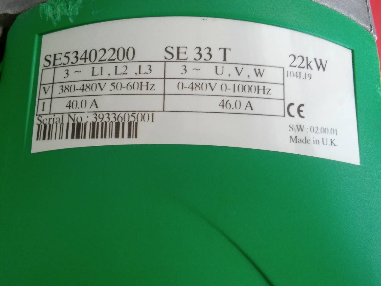 LEROY SOMER DIGIDRIVE SE53402200 SE 33 T 22KW SÜRÜCÜ 22 KW INVERTER
