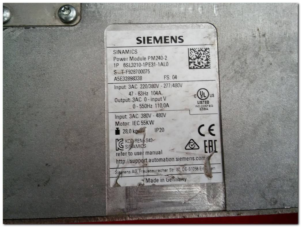SIEMENS 6SL3210-1PE31-1AL0 SINAMICS POWER MODULE PM240-2 55KW SÜRÜCÜ