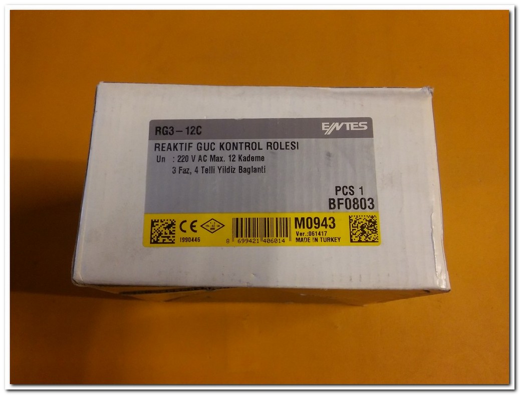 ENTES RG3-12C SIFIR KUTULU 12 KADEME REAKTİF GÜÇ KONTROL RÖLESİ