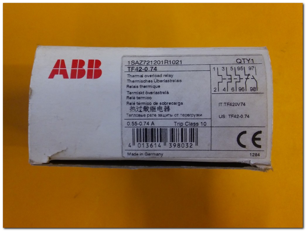 ABB TF42-0.74 1SAZZ721201R1021 SIFIR KUTULU TERMAL AŞIRI YÜK RÖLESİ