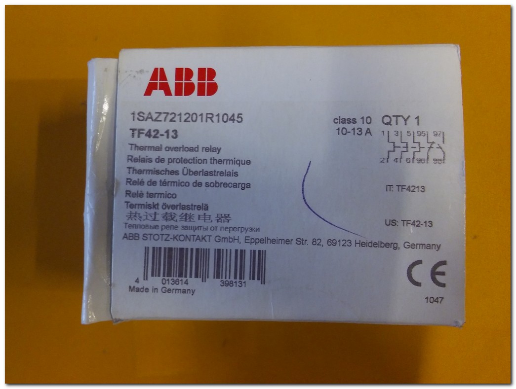 ABB TF42-13 1SAZ721201R1045 SIFIR KUTULU TERMİK AŞIRI YÜK RÖLESİ