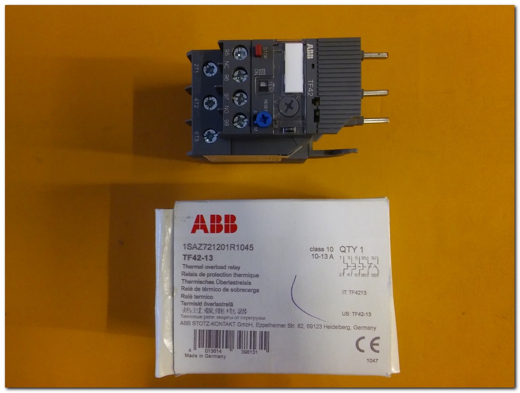 ABB TF42-13 1SAZ721201R1045 SIFIR KUTULU TERMİK AŞIRI YÜK RÖLESİ