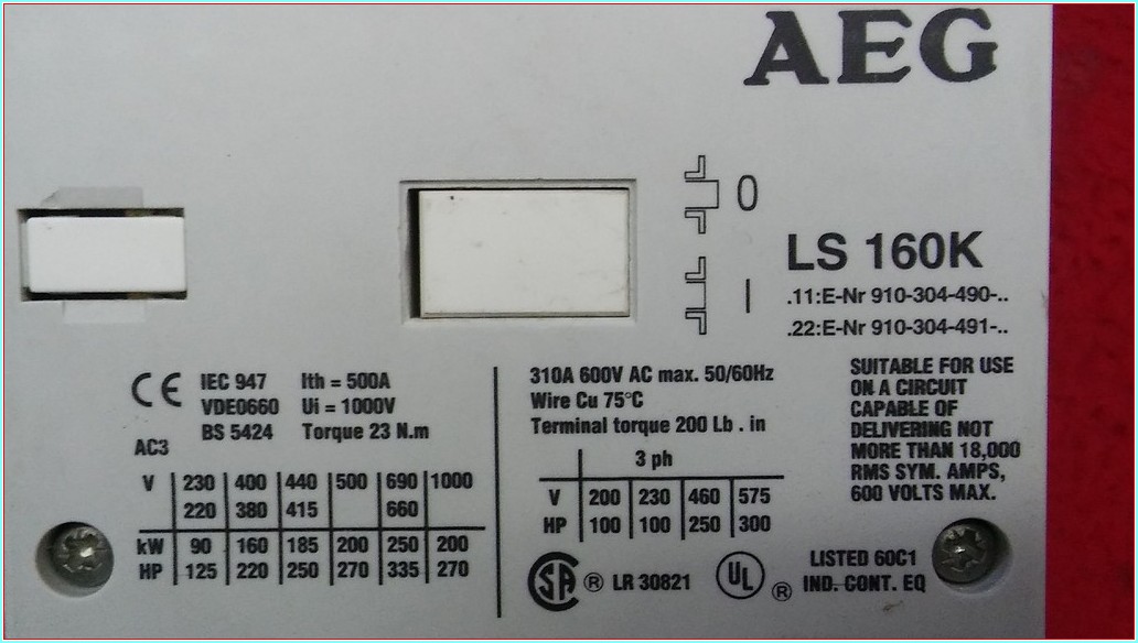 AEG LS 160K 160KW 310A KONTAKTÖR