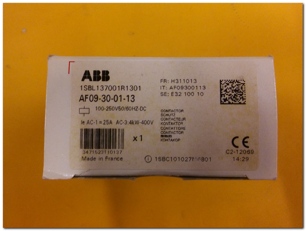 ABB AF09-30-01-13 1SBL137001R1301 25A 4KW 400V SIFIR KUTULU KONTAKTÖR
