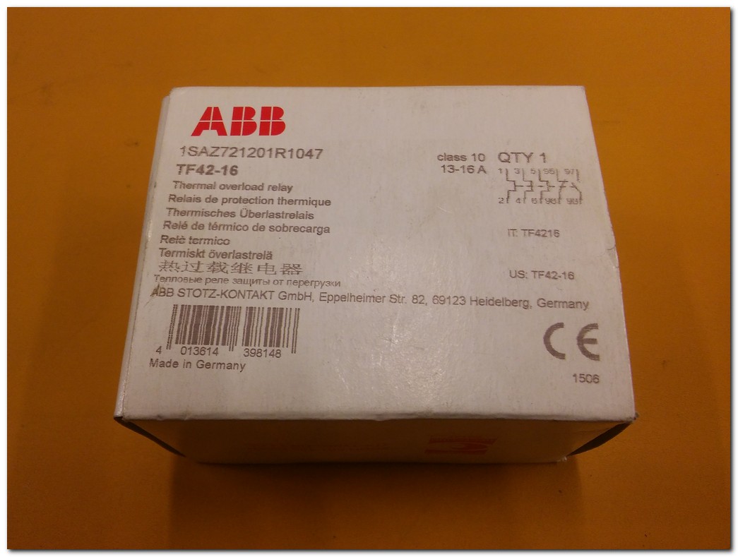 ABB TF42-16 1SAZ721201R1047 SIFIR KUTULU 13-16A TERMİK RÖLE