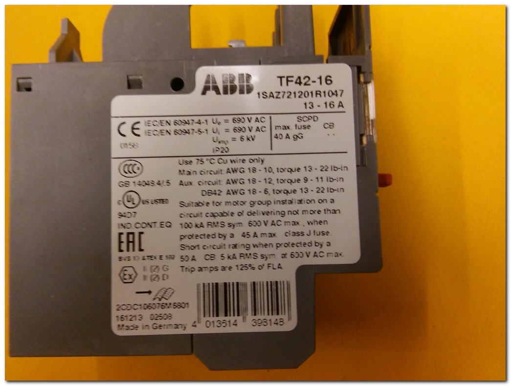 ABB TF42-16 1SAZ721201R1047 SIFIR KUTULU 13-16A TERMİK RÖLE