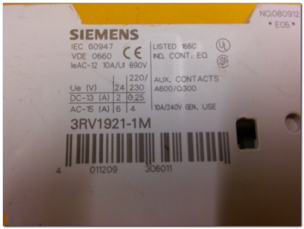 SIEMENS 3RV1921-1M AŞIRI AKIM VE KISA DEVRE ALARM ŞALTERİ