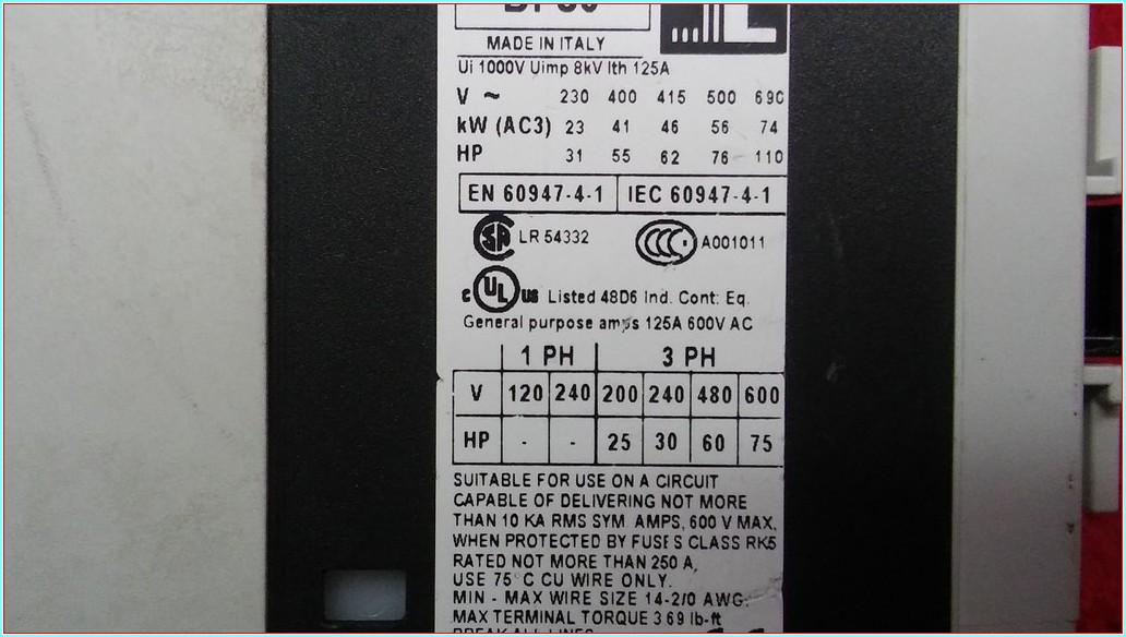 LOVATO BF80 00 125A KONTAKTÖR