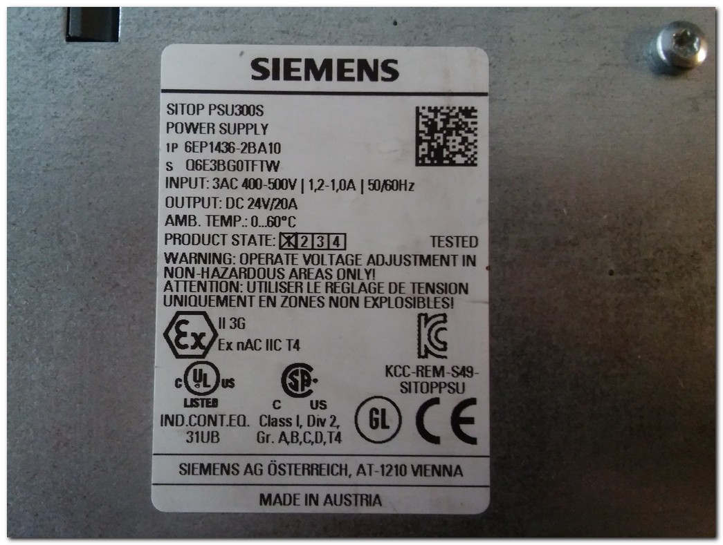 SIEMENS 6EP1436-2BA10 SITOP PSU300S POWER SUPPLY 24V 20A GÜÇ KAYNAĞI