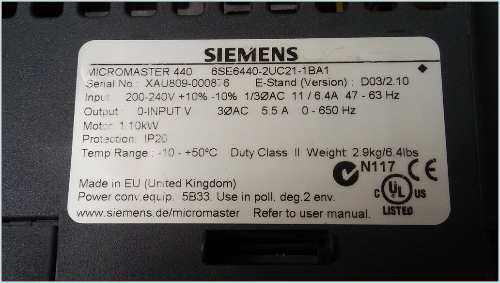 SIEMENS 6SE6440-2UC21-1BA1 MICROMASTER 440 1,1KW (INPUT 220V) SÜRÜCÜ