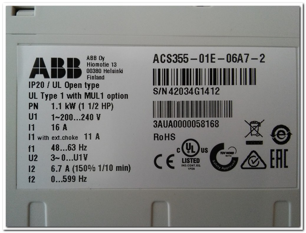 ABB ACS355-01E-06A7-2 1,1KW SIFIR SÜRÜCÜ ACS355 1,1 KW 