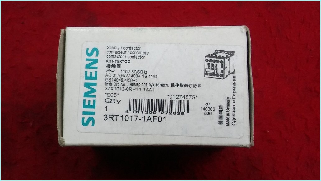 SIEMENS 3RT1017-1AF01 5,5KW 12A 110V SIFIR KUTULU KONTAKTÖR