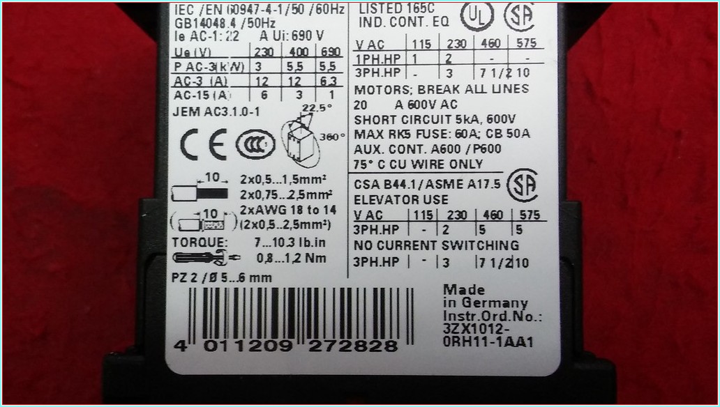 SIEMENS 3RT1017-1AF01 5,5KW 12A 110V SIFIR KUTULU KONTAKTÖR
