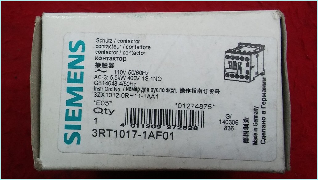 SIEMENS 3RT1017-1AF01 5,5KW 12A 110V SIFIR KUTULU KONTAKTÖR