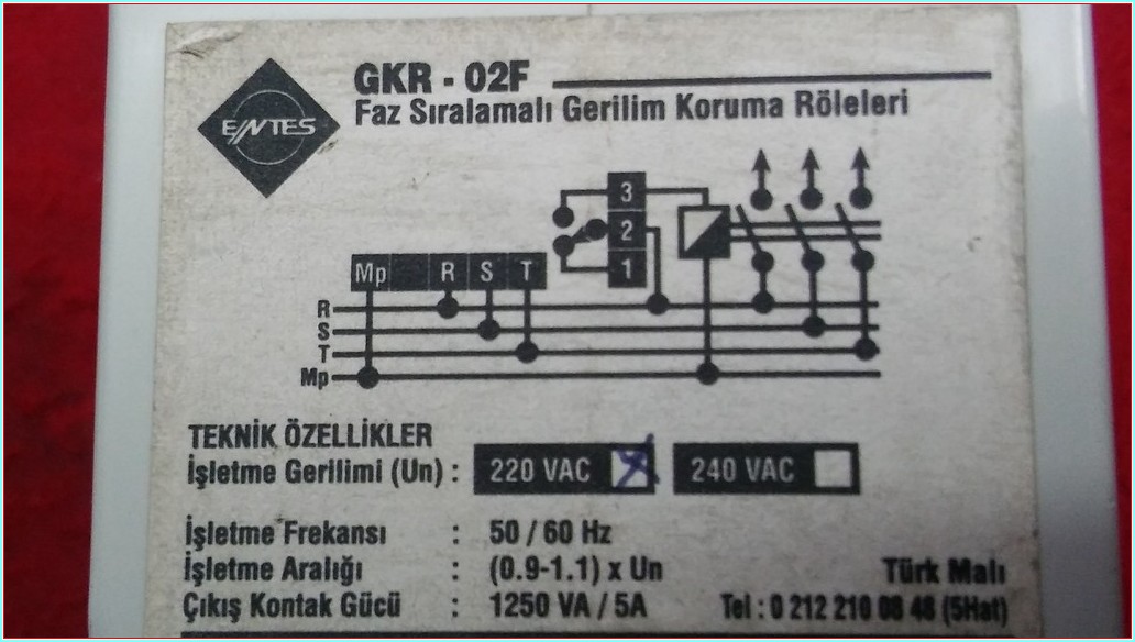 ENTES GKR-02F GERİLİM KORUMA RÖLESİ