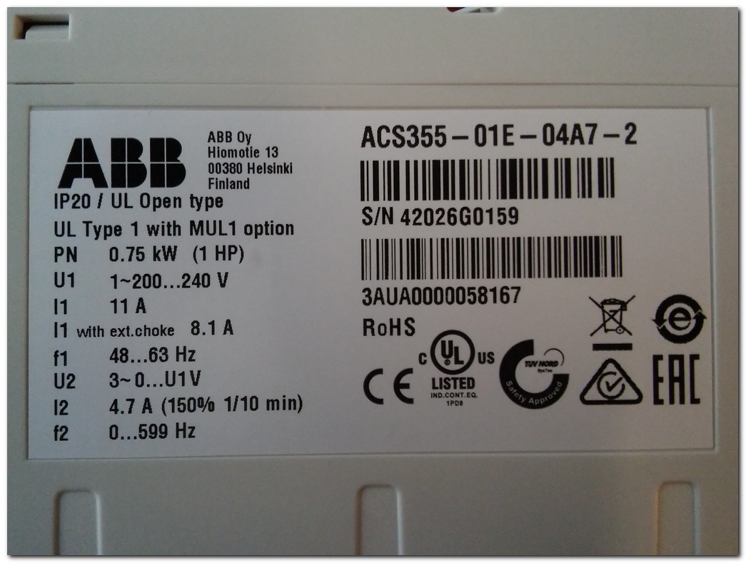 ABB ACS355-01E-04A7-2 0,75KW SÜRÜCÜ ACS355 0,75 KW INVERTER DRIVER