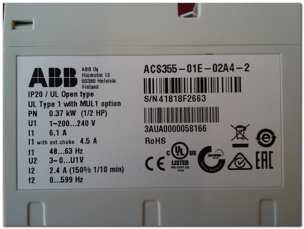 ABB ACS355-01E-02A4-2 0,37KW SÜRÜCÜ ACS355 0,37 KW INVERTER DRIVER