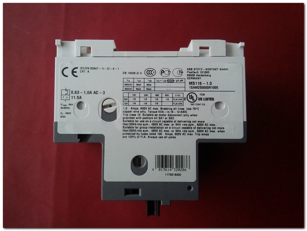 ABB MS116-1.0 1SAM250000R1005 0,63-1,0A SIFIR KUTULU MOTOR KORUMA