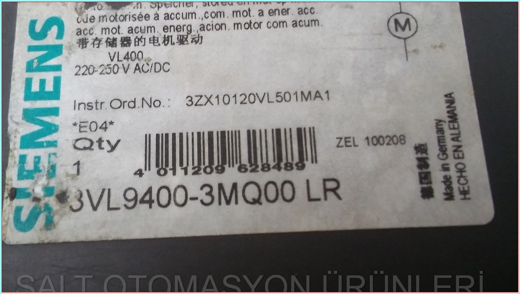 SIEMENS 3VL9400-3MQ00 LR VL400 MOTORE MAKANİZMASI KOMPAKT ŞALTER MOTORU