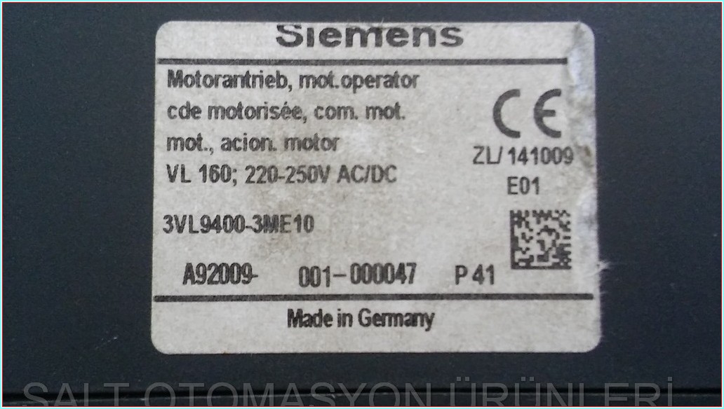 SIEMENS 3VL9400-3ME10 3VL9600-3ME10 3VL9600- BÜYÜK VE KÜCÜK BOY MOTOR MAKANİZMASIKOMPAKT ŞALTER MOTORU