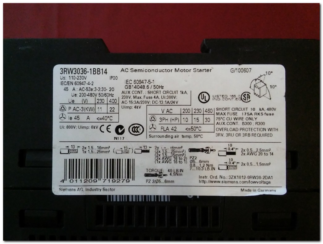 SIEMENS 3RW3036-1BB14 22KW SOFT STARTER 22 KW YUMUŞAK YOL VERME