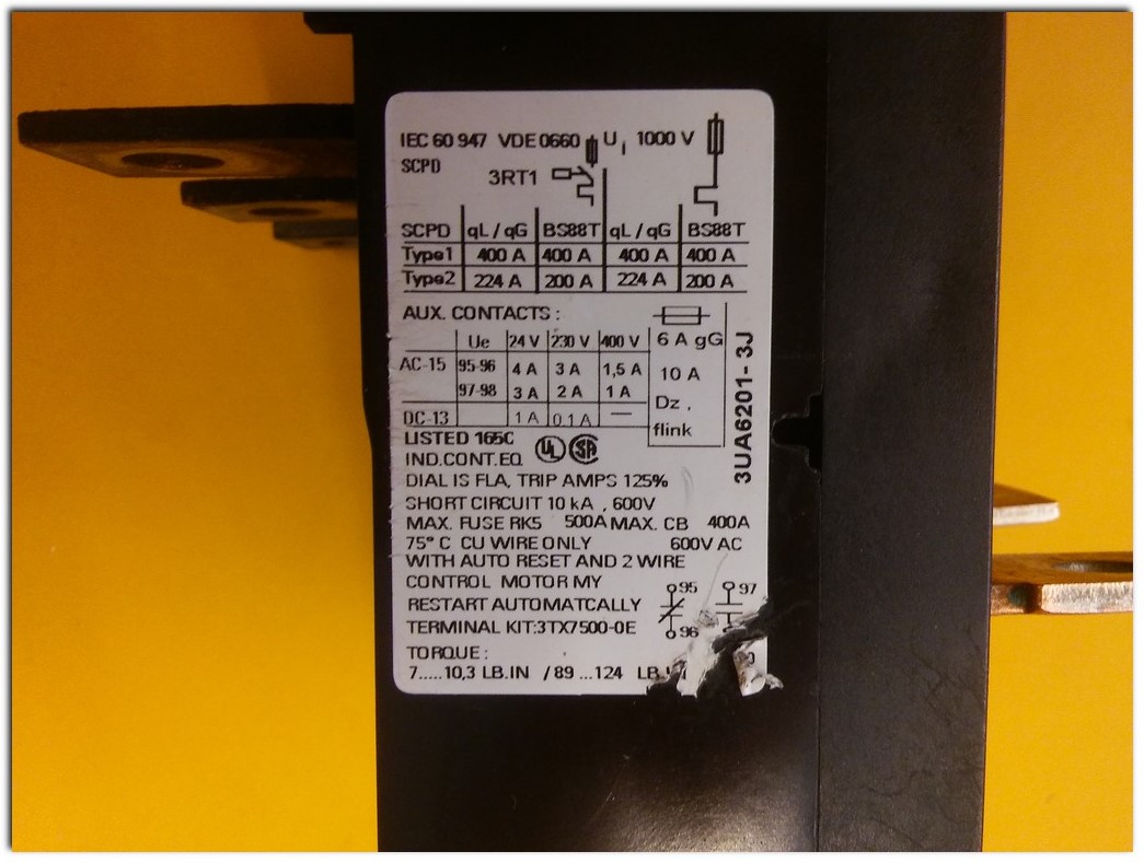 SIEMENS 3UA6201-3J 110-135A TERMİK MOTOR KORUMA