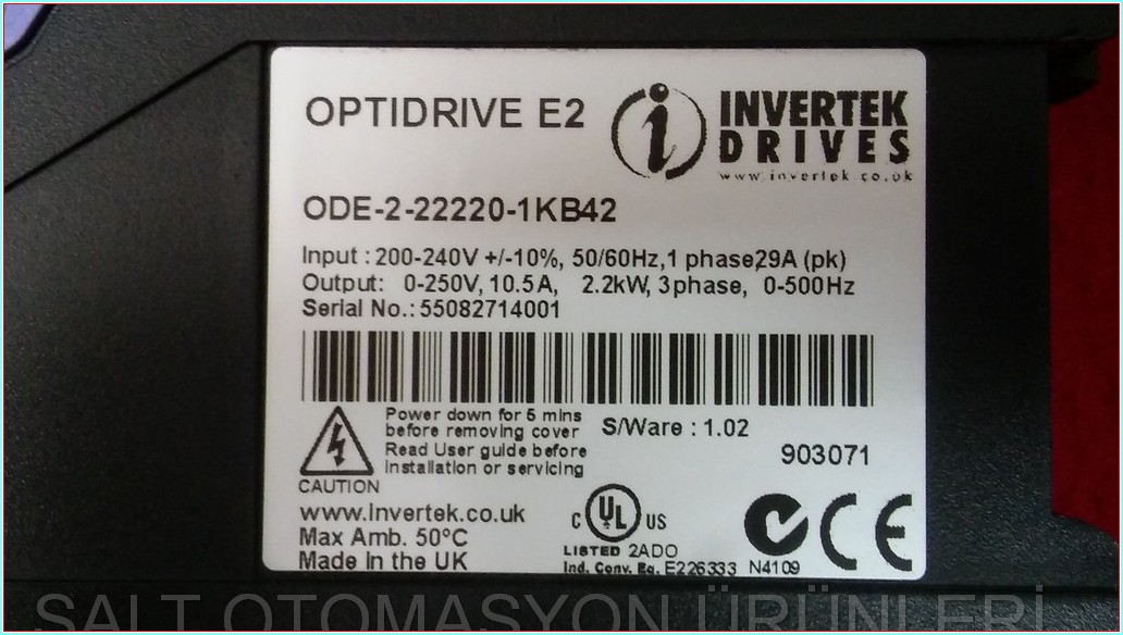 INVERTEK DRIVES ODE-2-22220-1KB42 OPTIDRIVE E2 2,2 KW SÜRÜCÜ HIZ KONTROL CİHAZI
