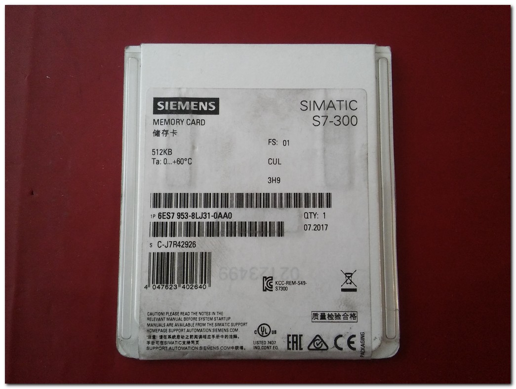 SIEMENS 6ES7 953-8LJ31-0AA0 SIMATIC S7-300 512KB MICRO MEMORY CARD SIFIR KUTULU HAFIZA KARTI
