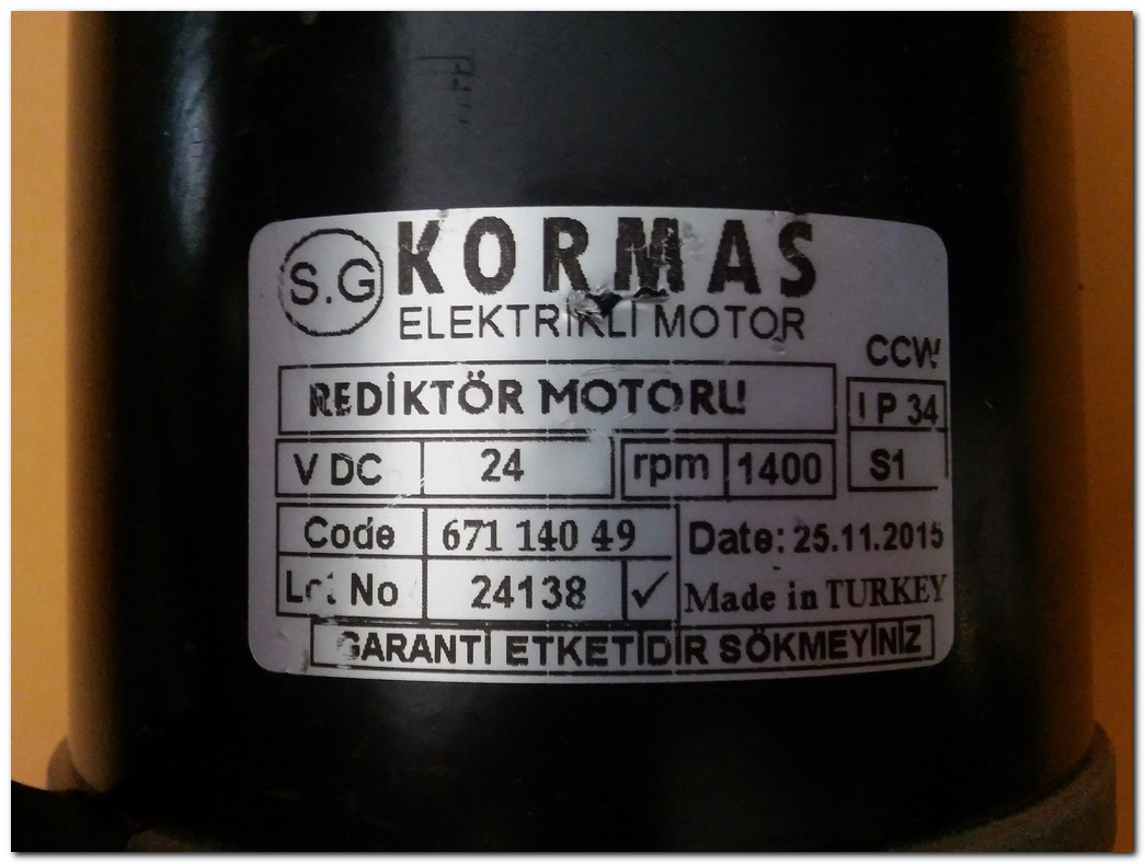 KORMAS 671 140 49 67114049 24 VDC 1400 RPM REDÜKTÖR MOTORU DC MOTOR