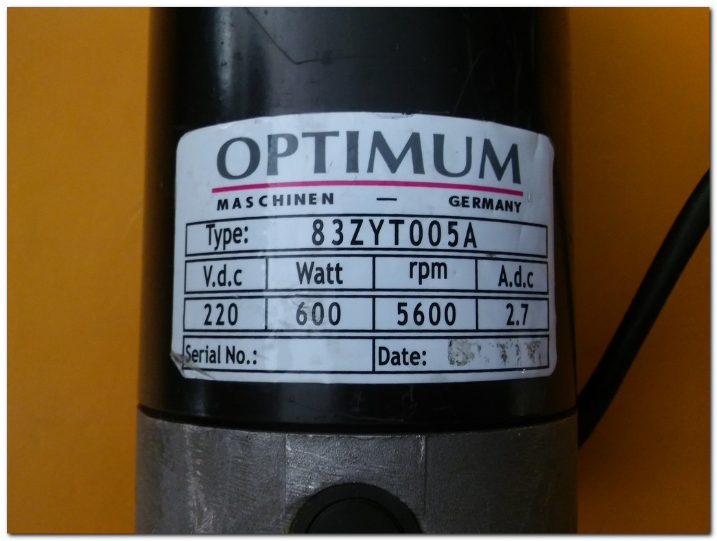 OPTIMUM 83ZYT005A 220 VDC 600W 5600 RPM DC MOTOR