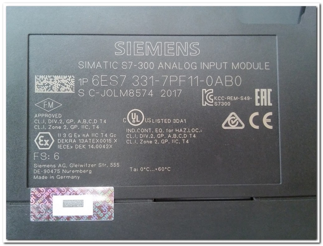 SIEMENS 6ES7 331-7PF11-0AB0 SIMATIC S7-300 ANALOG INPUT MODULE GİRİŞ MODÜLÜ