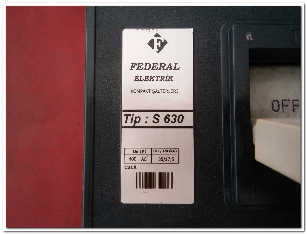 FEDERAL S630 S 630 300A TMŞ 300 AMPER DEVRE KESİCİ ŞALTER