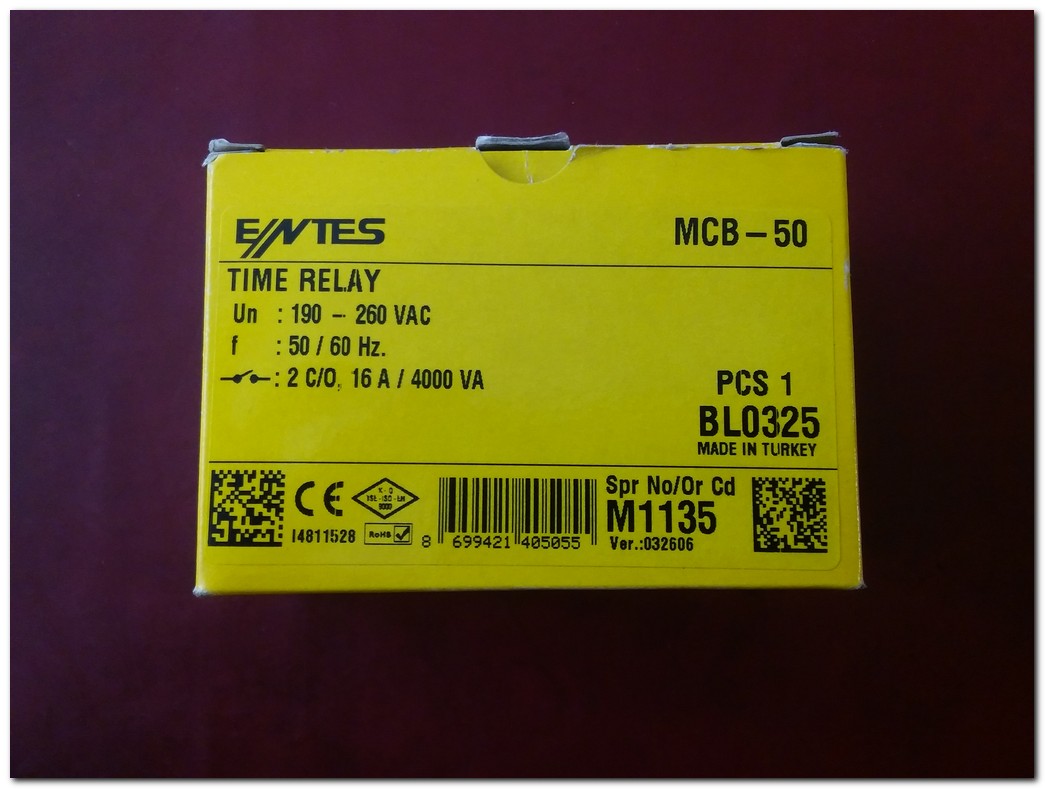 ENTES MCB-50 TIME RELAY SIFIR KUTULU ZAMAN RÖLESİ