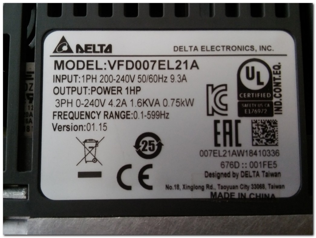 DELTA VFD007EL21A 0,75KW SÜRÜCÜ VFD-EL 0,75 KW 240V INVERTER DRIVER
