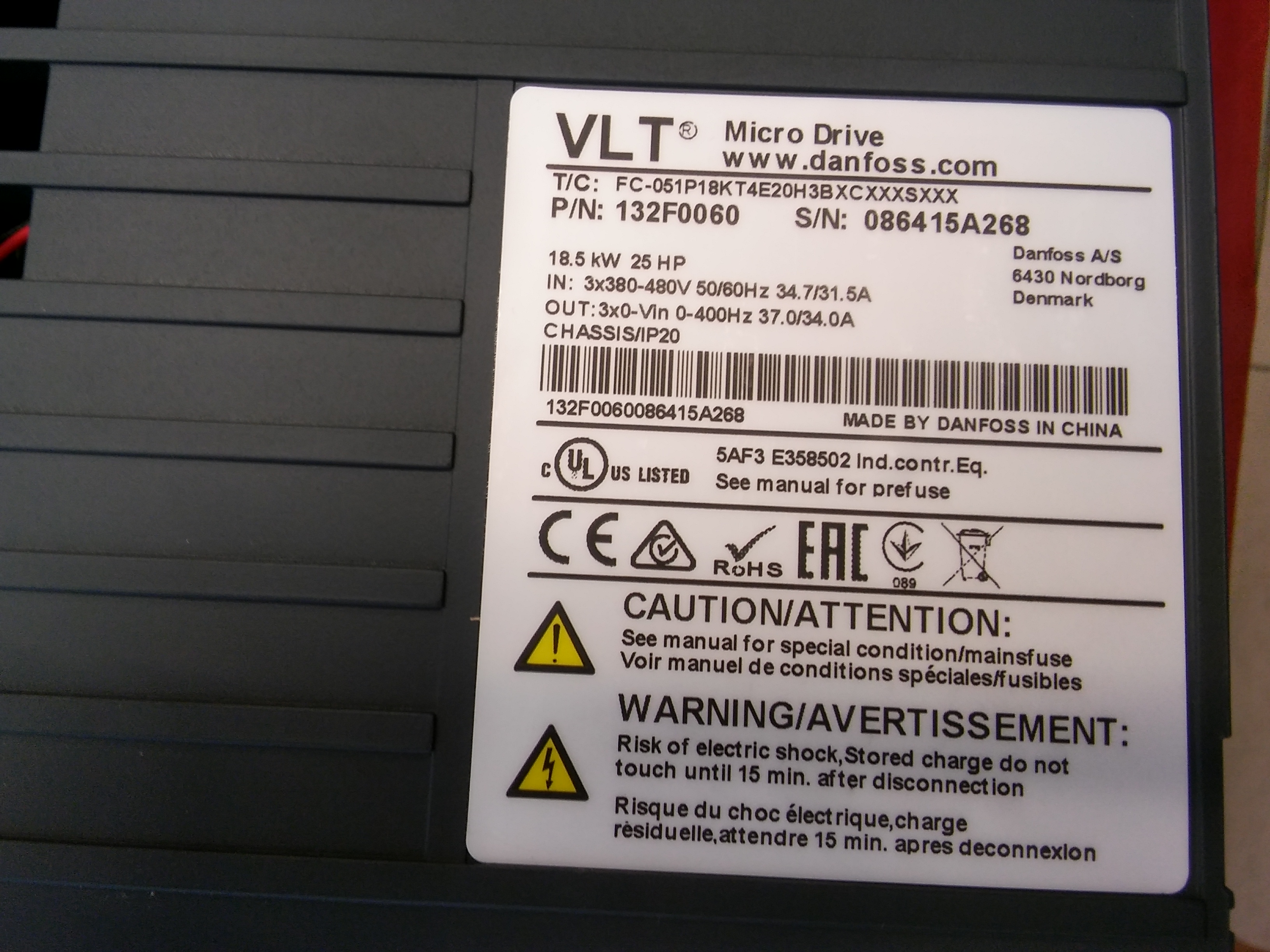 DANFOSS FC-051P18KT4E20H3B VLT MİCRO DRİVE 18,5KW SÜRÜCÜ