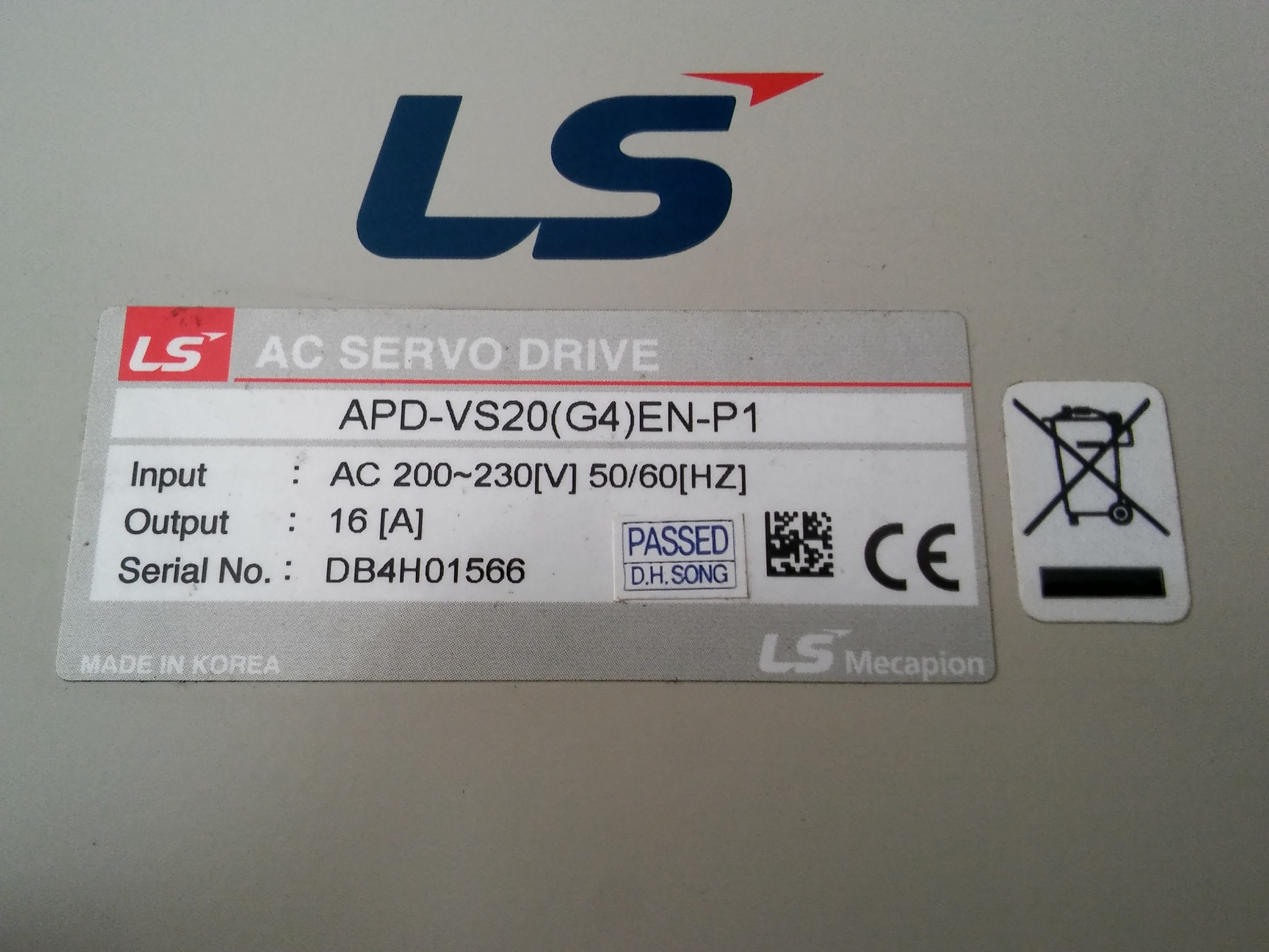 LS APD-VS20 G4 EN-P1 VS220G4N-P1 16A AC SERVO DRIVE SÜRÜCÜ