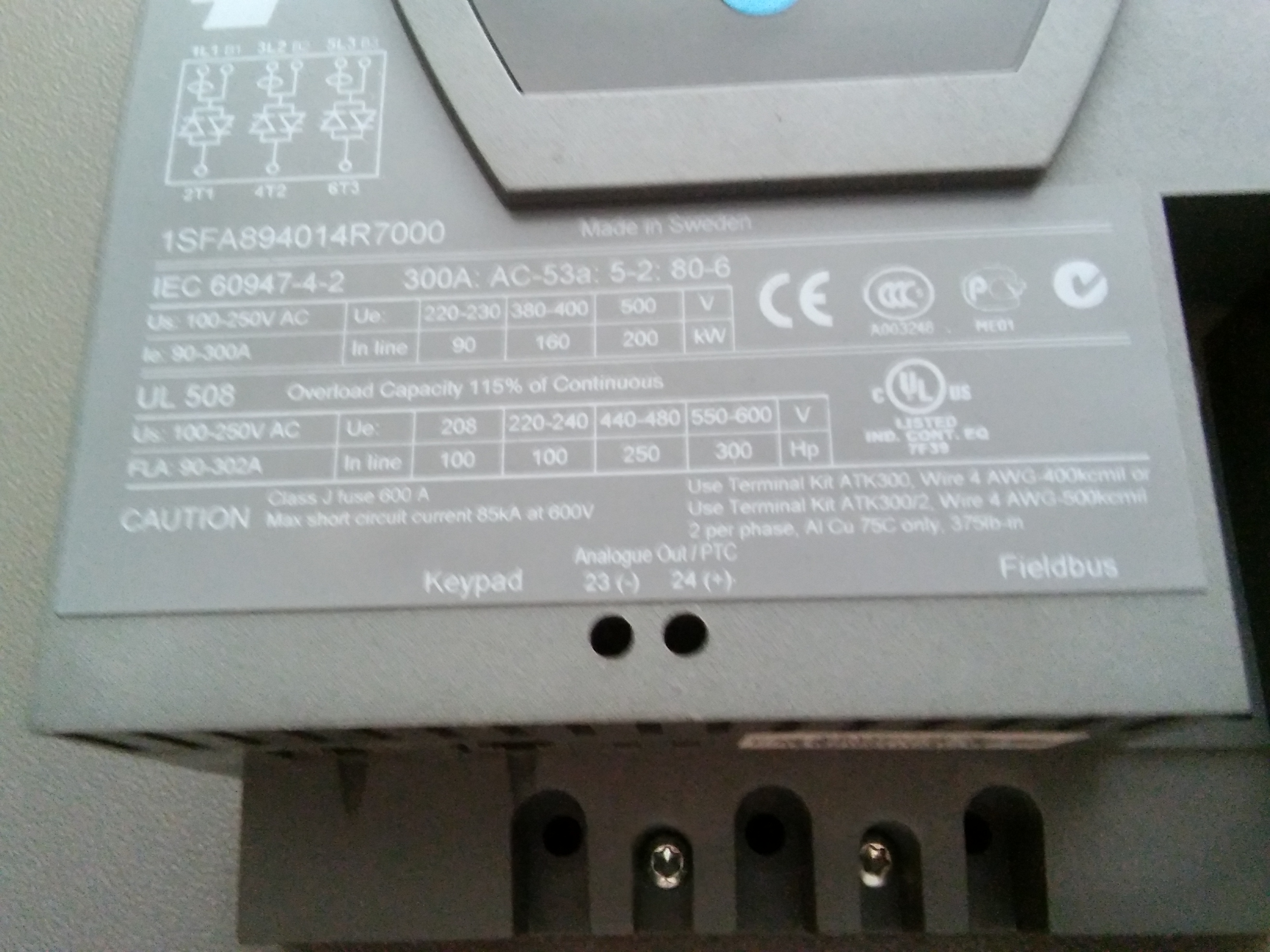 ABB PST300-600-70 1SFA894014R7000 160KW SOLFT STARTER YUMUŞAK YOL VERME
