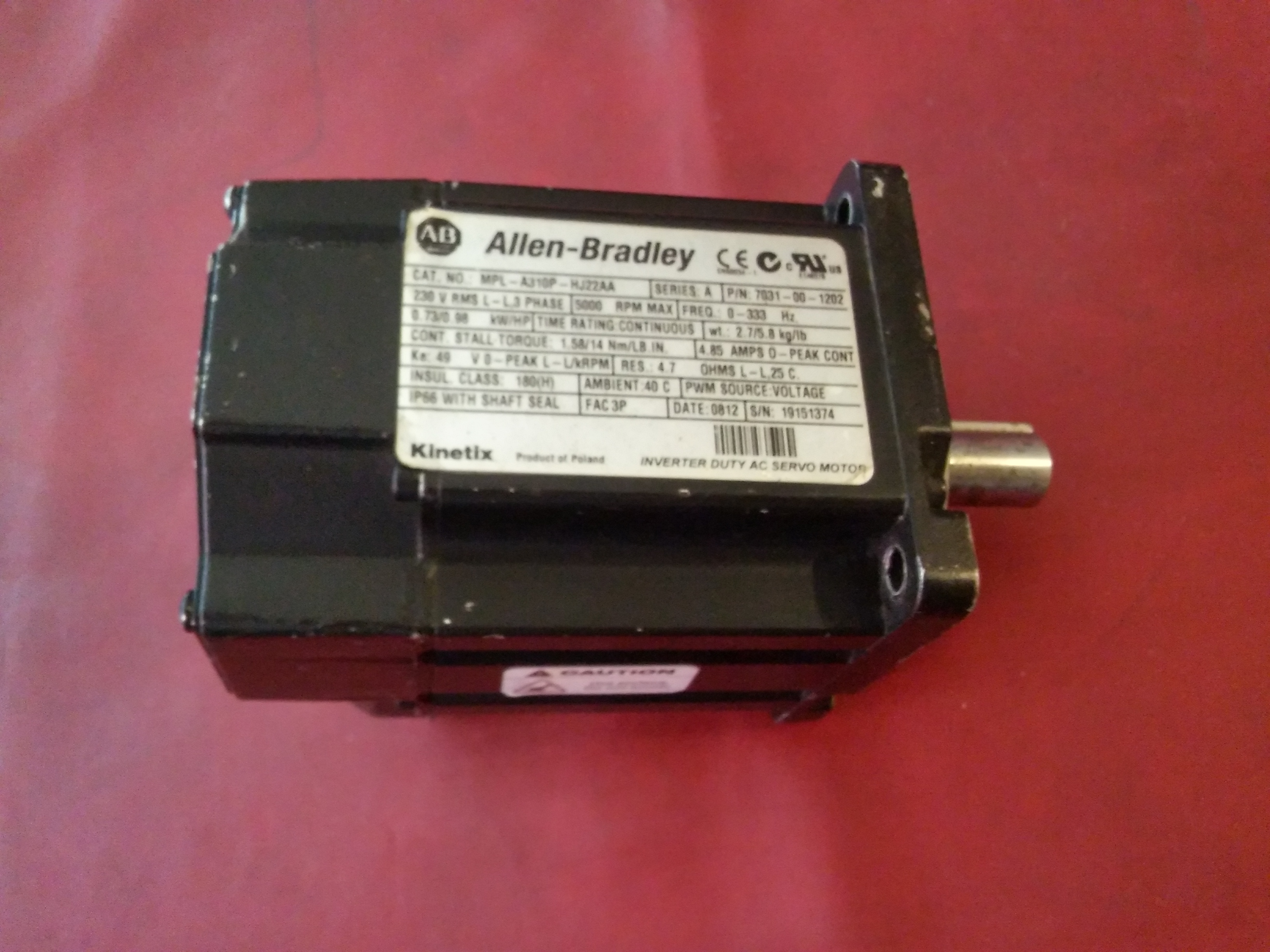 ALLEN BRADLEY MPL-A310P-HJ22AA CPL 0,73KW SERVO MOTOR