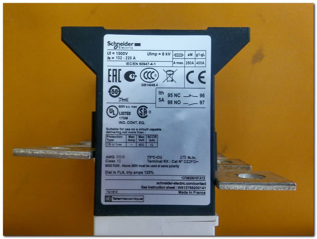 SCHNEİDER LR9F5371 SIFIR KUTULU 220A ELECTRONIC MOTOR PROTECTION CLASS 10 MOTOR KORUMA TERMİK