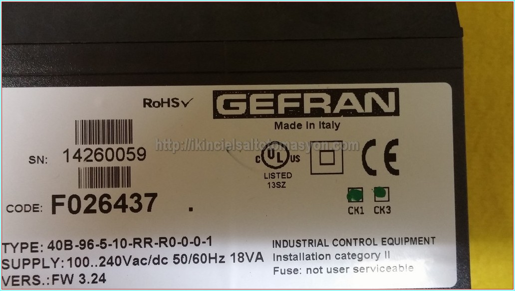 GEFRAN 40B-96-5-10-RR-R0-0-0-1 F026437 SIFIR ISI KONTROL CİHAZI