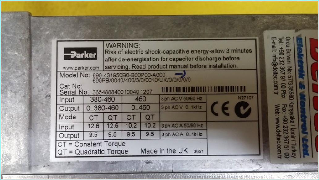 PARKER 690-431950B0-B00P00-A000 4KW SIFIR SÜRÜCÜ