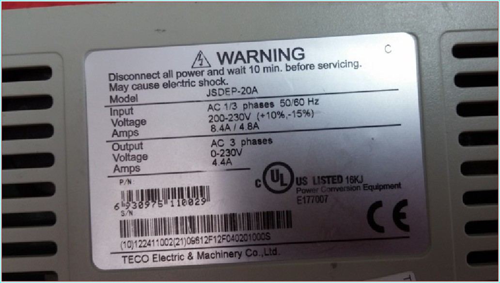 TECO JSDEP-20A 230V 4,4A SERVO SÜRÜCÜ