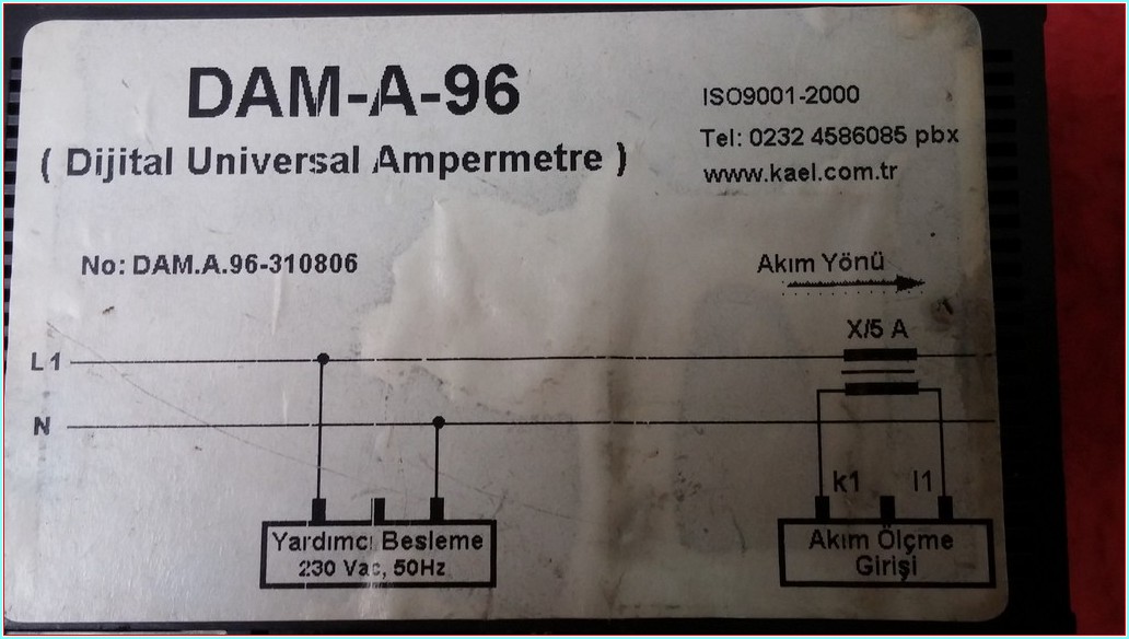 KAEL DAM-A-96 96X96 DİGİTAL UNİVERSAL AMMETER