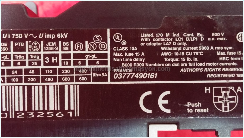 TELEMECANİQUE LR2 D1307 1,6-2,5A MOTOR KORUMA