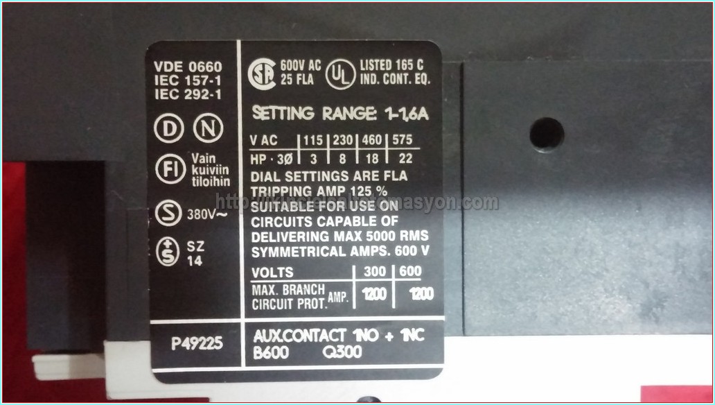SIEMENS 3VU1300-1MG00 1-1,6 MOTOR KORUMA