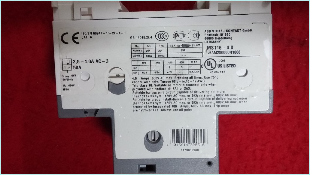 ABB MS116-4,0 1SAM250000R1008 2,5-4A MOTOR KORUMA