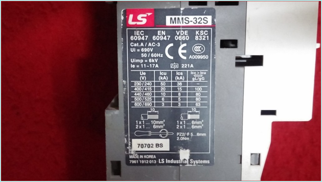 LS MEC MMS-32S 11-17A VE 3,2-8A   ACIK KAPALI YARDIMCI KONTAKLI MOTOR KORUMA