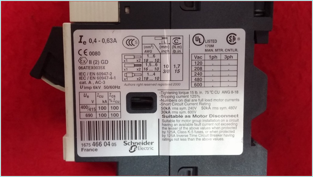 TELEMECANİQUE GV2ME04 0,4-0,63A MOTOR KORUMA SIFIR KUTULU SCHNEİDER