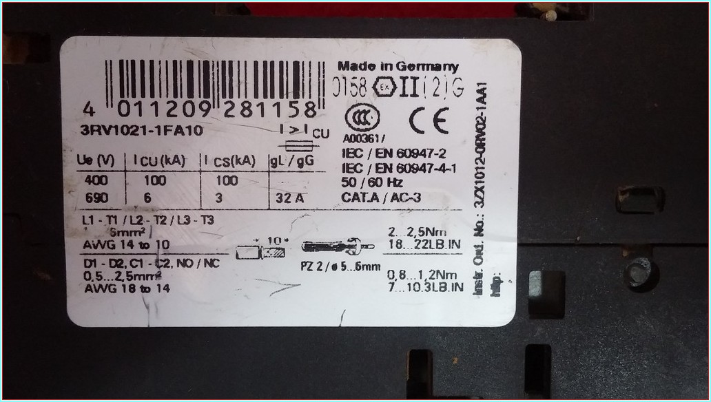 SIEMENS 3RV1021-1FA10 3,5-5A SIRIUS MOTOR KORUMA