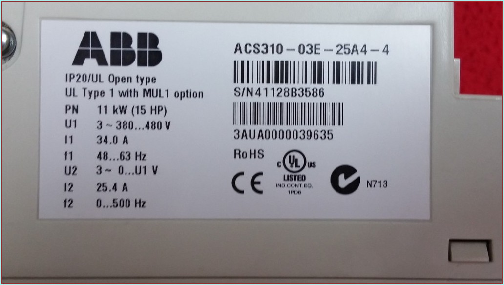 ABB ACS310-03E-25A4-4 ACS310 11KW 11 KW 15 HP 25,4A SÜRÜCÜ